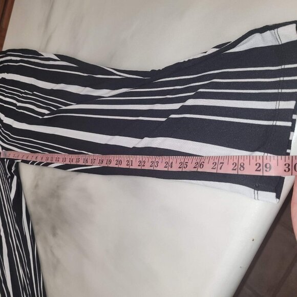 NWT Bar III Draped-Neck Black White Striped Jumpsuit Size Large - Picture 8 of 8